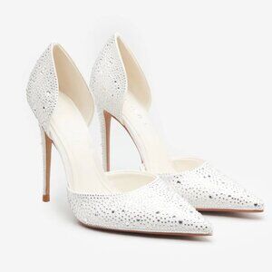 NEW, Club L Catcher Ivory Diamante Pointed Court Heels Size 7